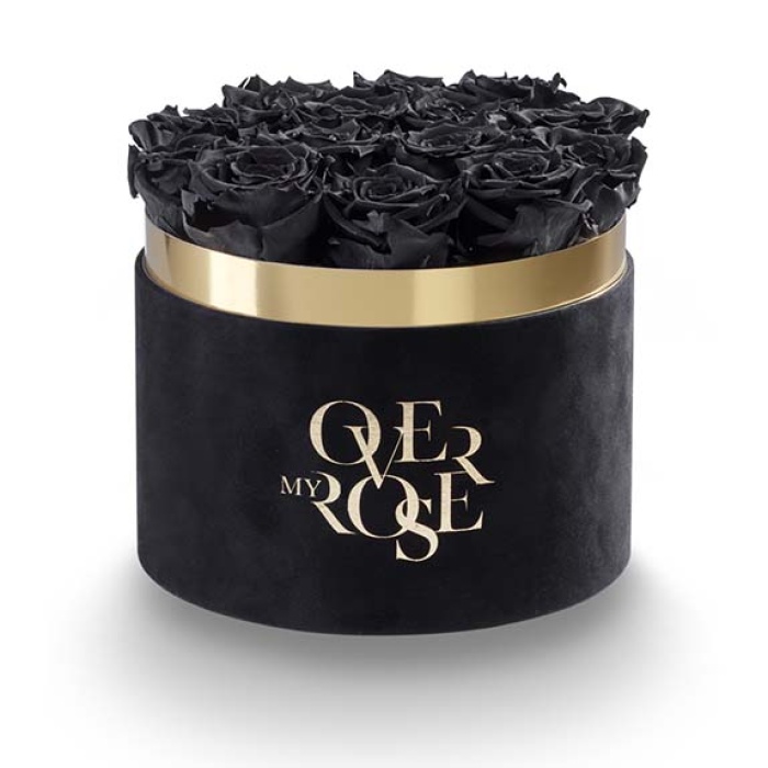 Composizione di rose stabilizzate CILINDRO-NERO-VELLUTO-NERE